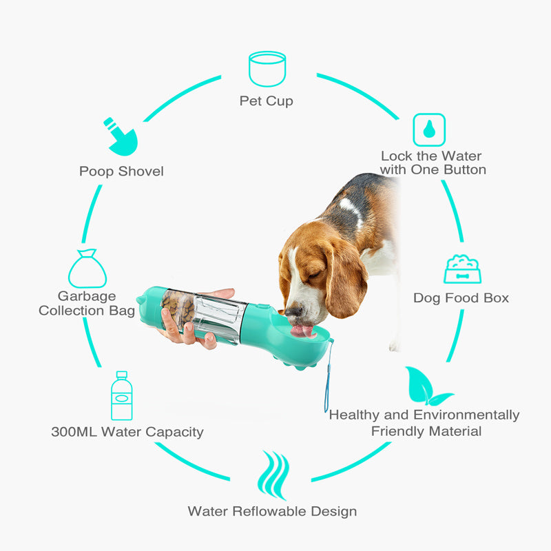 3-in-1 Dog Water Bottle – Hydration, Food &amp; Storage in One!
